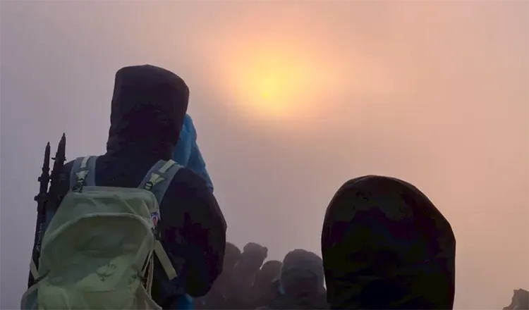 Watching the sunrise on Mt. Fuji