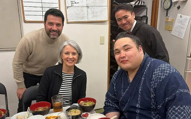 Sumo Morning Practice, Meals and Conversations with Wrestlers