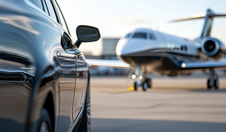 Airplane and luxury sedan haneda airport transfer service