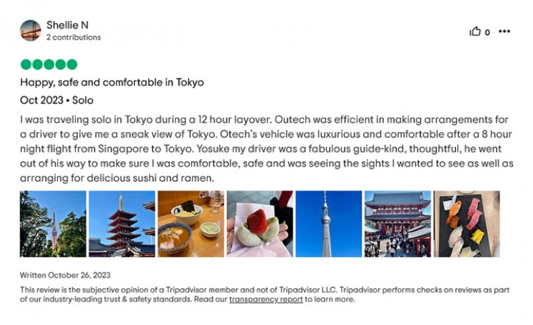 Tripadvisor review from Haneda layover tour